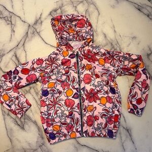 Girls Pink Petit Bateau Pastel Pink Floral Windbreaker Cost Jacket 8 Medium